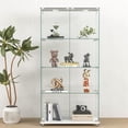 thumbnail image 1 of Modern Glass Display Cabinet with LED Lights, Quick-Assembly Antique Cabinet, Tempered Glass Bookshelf for Living Room/Bedrooms (2-Door 4-Shelf, Transparent+White), 1 of 9