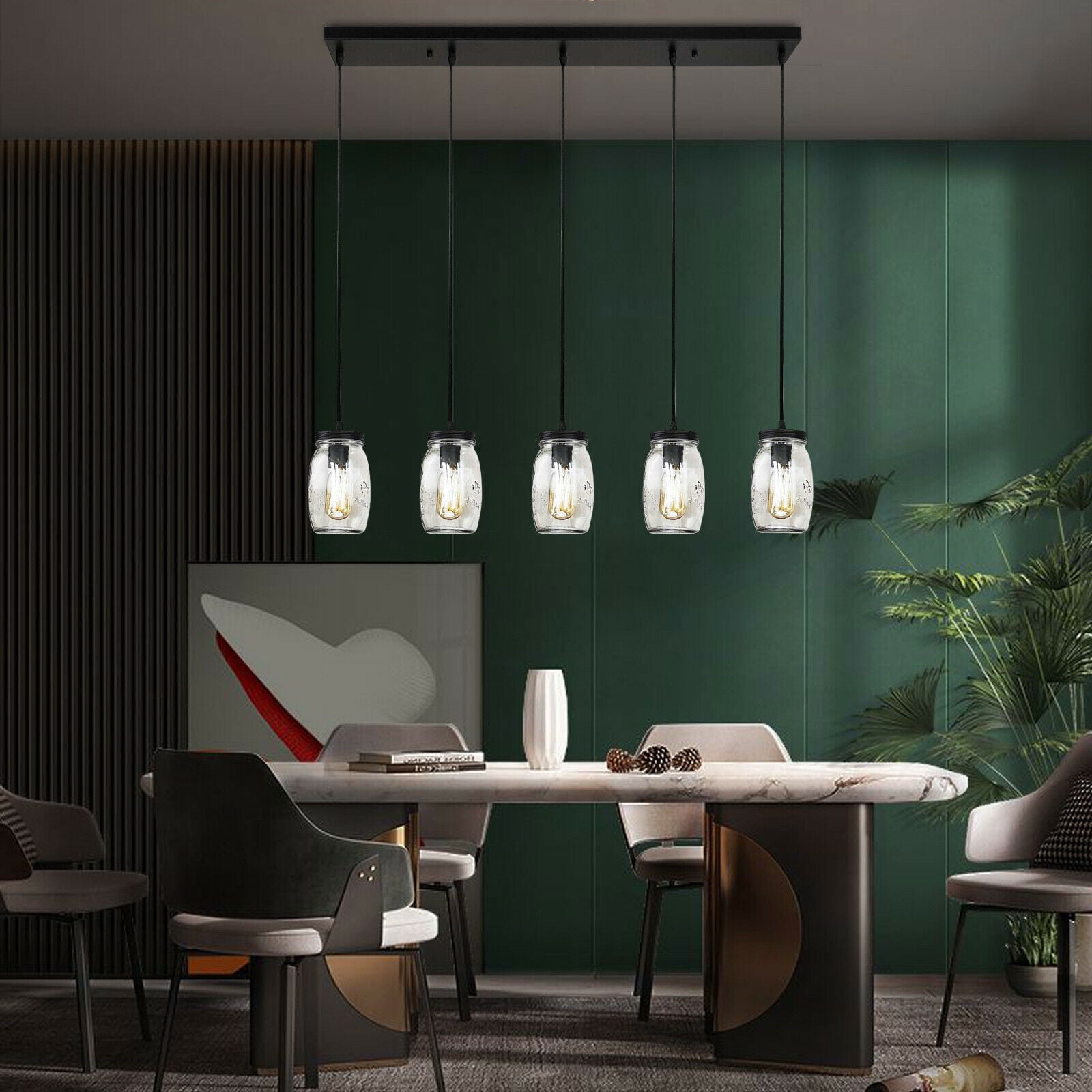 Modern Glass Mason Jar Light Fixture Pendant Lamp Chandelier Lighting 40W 110V