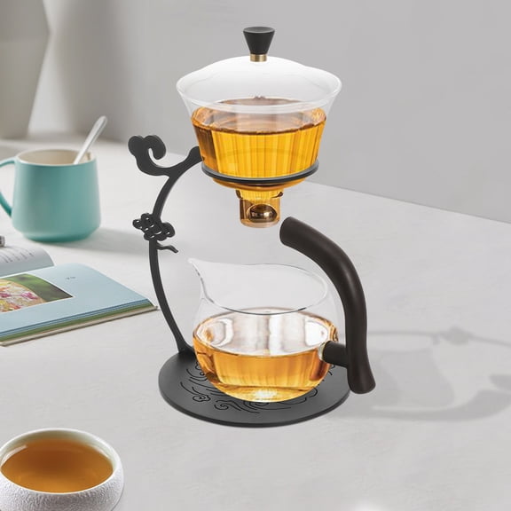 Modern Glass Tea Set, Semi-Automatic Drip Pot for Tea Coffee, Lazy Kungfu Teapot Set, Magnetic Suction