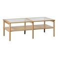 thumbnail image 1 of Modern Glass Top Coffee Table with Shelf - Natural Oak, 1 of 6