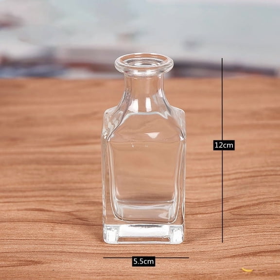 Modern Glass Vase Crystal Clear Glass Vase for Home Office Decor Set of 2(150ml,Square Light Board)