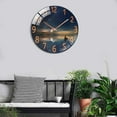 thumbnail image 1 of Modern Glass Wall Clock Pendulum Living Room Nursery Bedroom Decor, Diameter 30cm Round decor Wall Hanging Clock - Seascape Reflection, 1 of 8