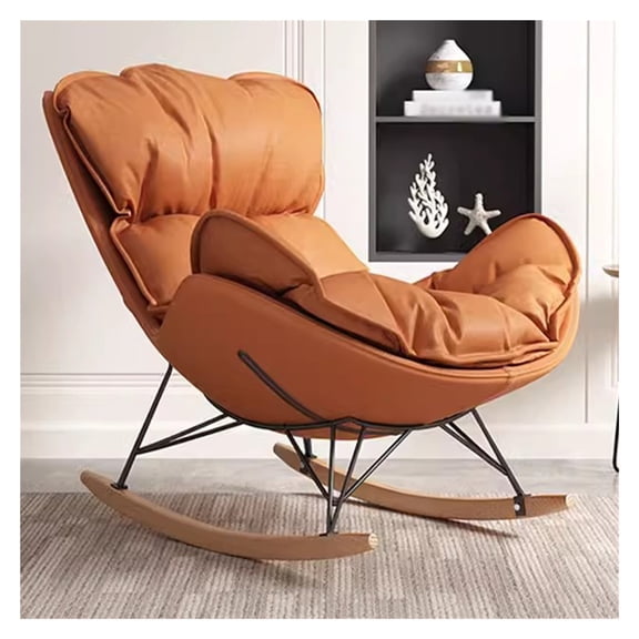 Modern Glider Rocking Chair Nursery,Comfy Upholstered Rocker Chair with Solid Wood Base,Wingback Accent Armchair for Living Room,Reading Room,Bedroom