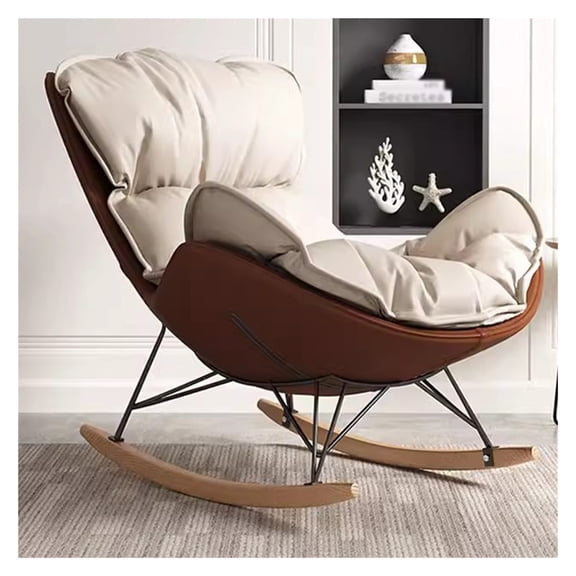Modern Glider Rocking Chair Nursery,Comfy Upholstered Rocker Chair with Solid Wood Base,Wingback Accent Armchair for Living Room,Reading Room,Bedroom