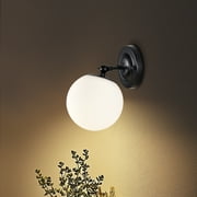 Ashop Wall Sconce Fixtures Matte Black with Bathroom Light LED Frosted Glass Shade Wall Light
