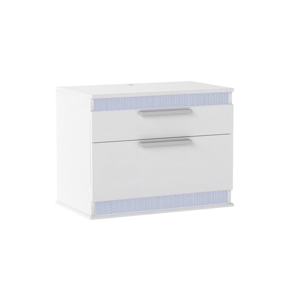 Chintaly Modern Gloss White 2-Drawer Night Stand