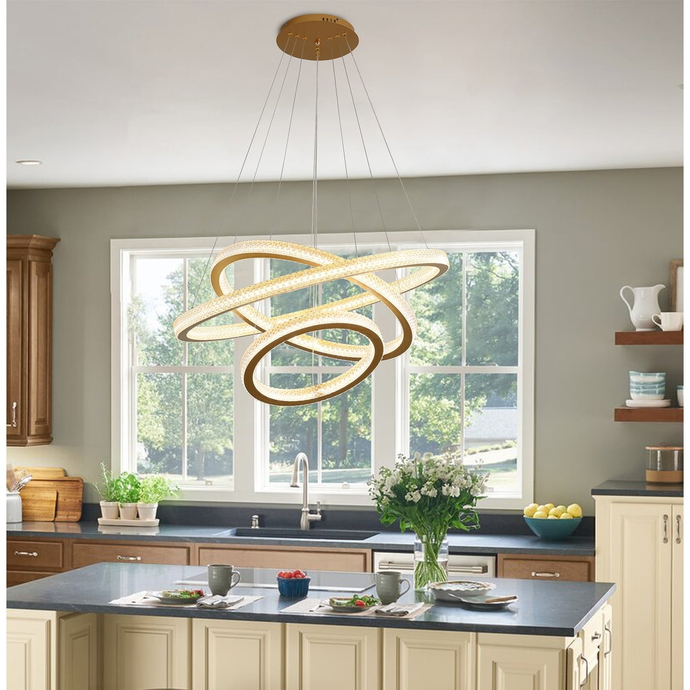 Modern Gold 3Tier Luxurious LED Pendant Light Fixture — free download