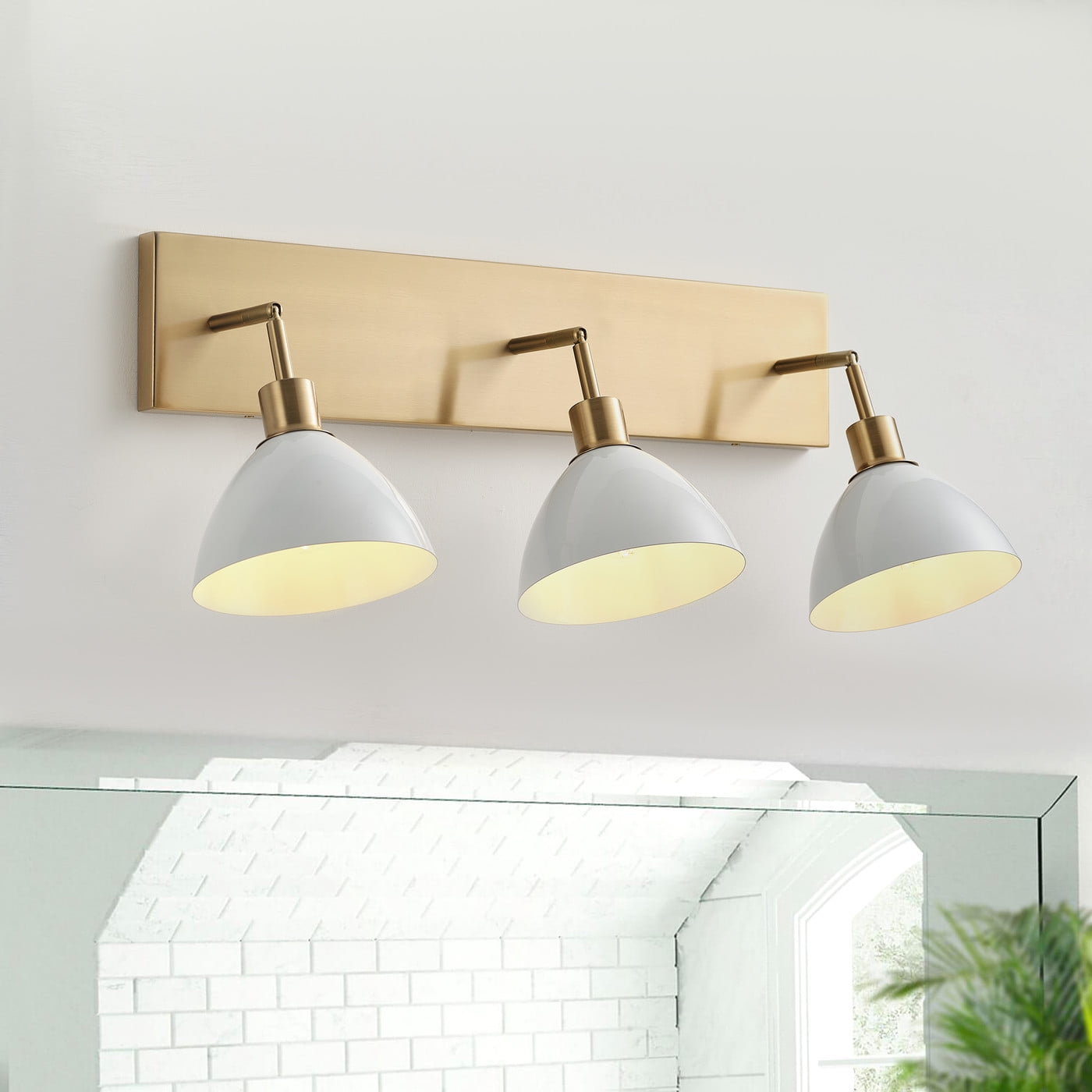 Modern Gold Bathroom Light Fixture 3-Light Milky White Glass Vanity Lighting Industrial Wall Sconce Over Mirror