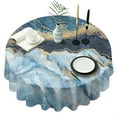 thumbnail image 1 of Modern Gold Blue Marble Round Table Cloth,Wrinkle Resistant Table Cover with Polyester,Waterproof Reusable Tableclothes for Easter Birthday Picnic Wedding (Round,60x60inch), 1 of 6