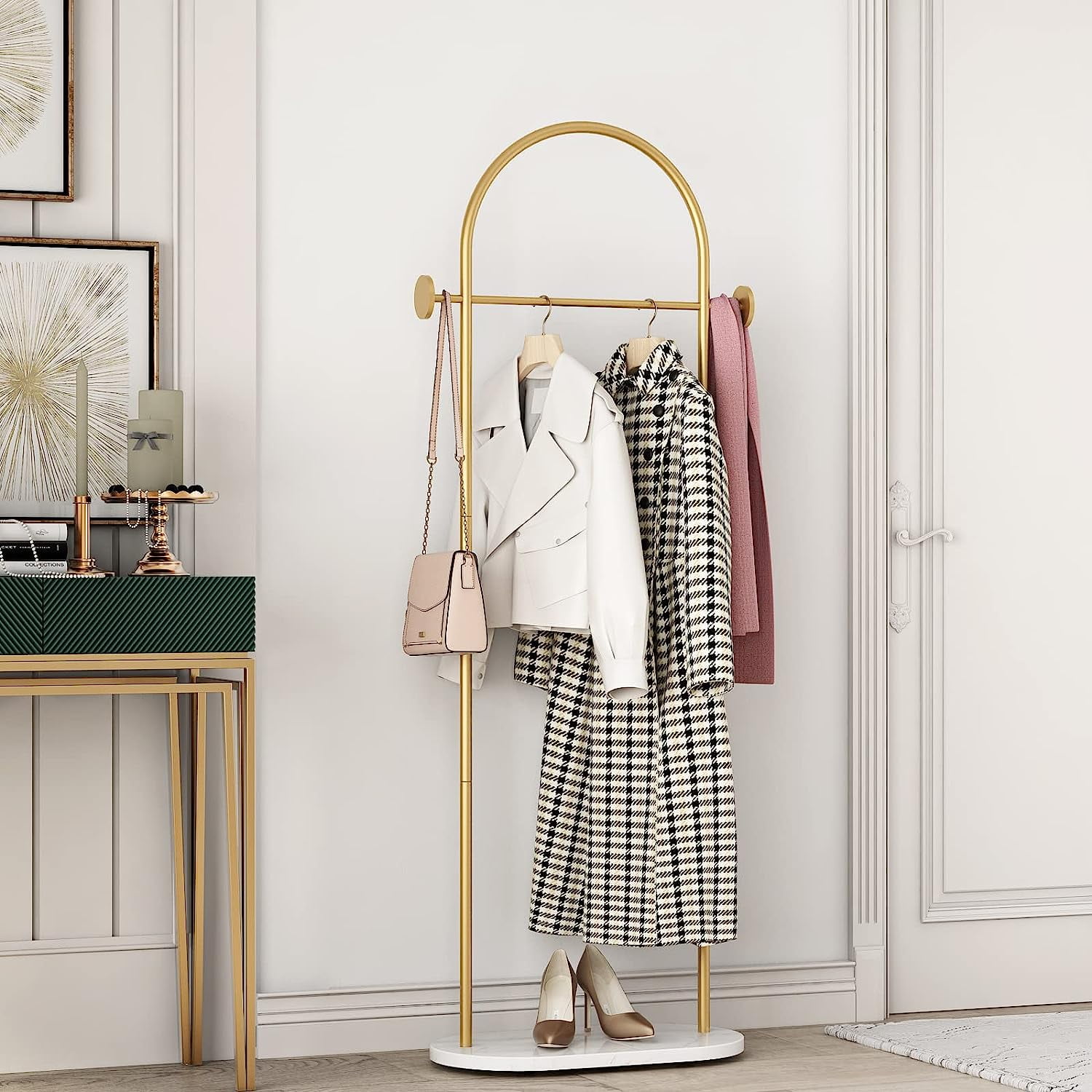 **modern gold clothes racks with shelves freestanding, gold coat racks ...