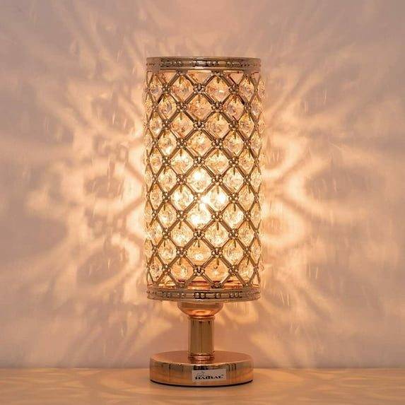 Modern Gold Crystal Table Lamp Vintage Clear Crystal Bead Stylish Decor Bedroom