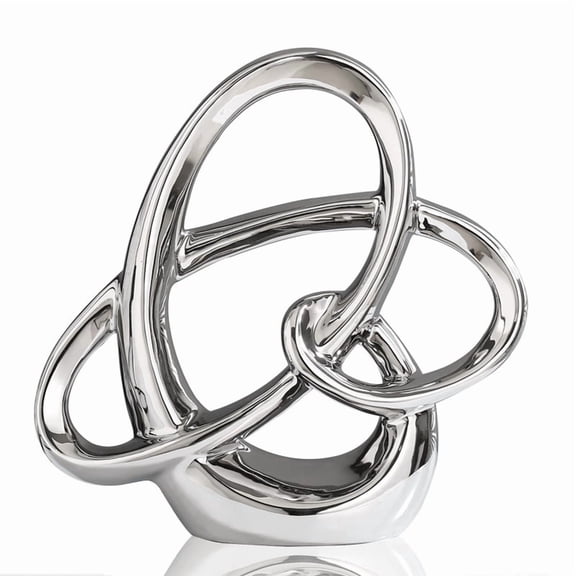 Modern Gold Decor Ceramic Geometric Sculpture, Abstract Home Accent & Tabletop Figurine B