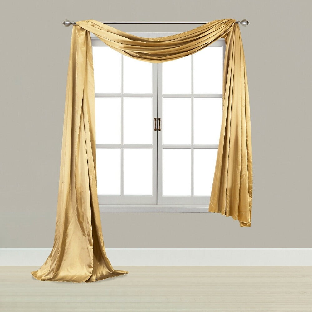 Satin Window Scarf Swag Valance, Fully Stitched \u0026 Hemmed, Soft Gold, 55 X  216 Inch - Walmart.com, image size:1000x1000