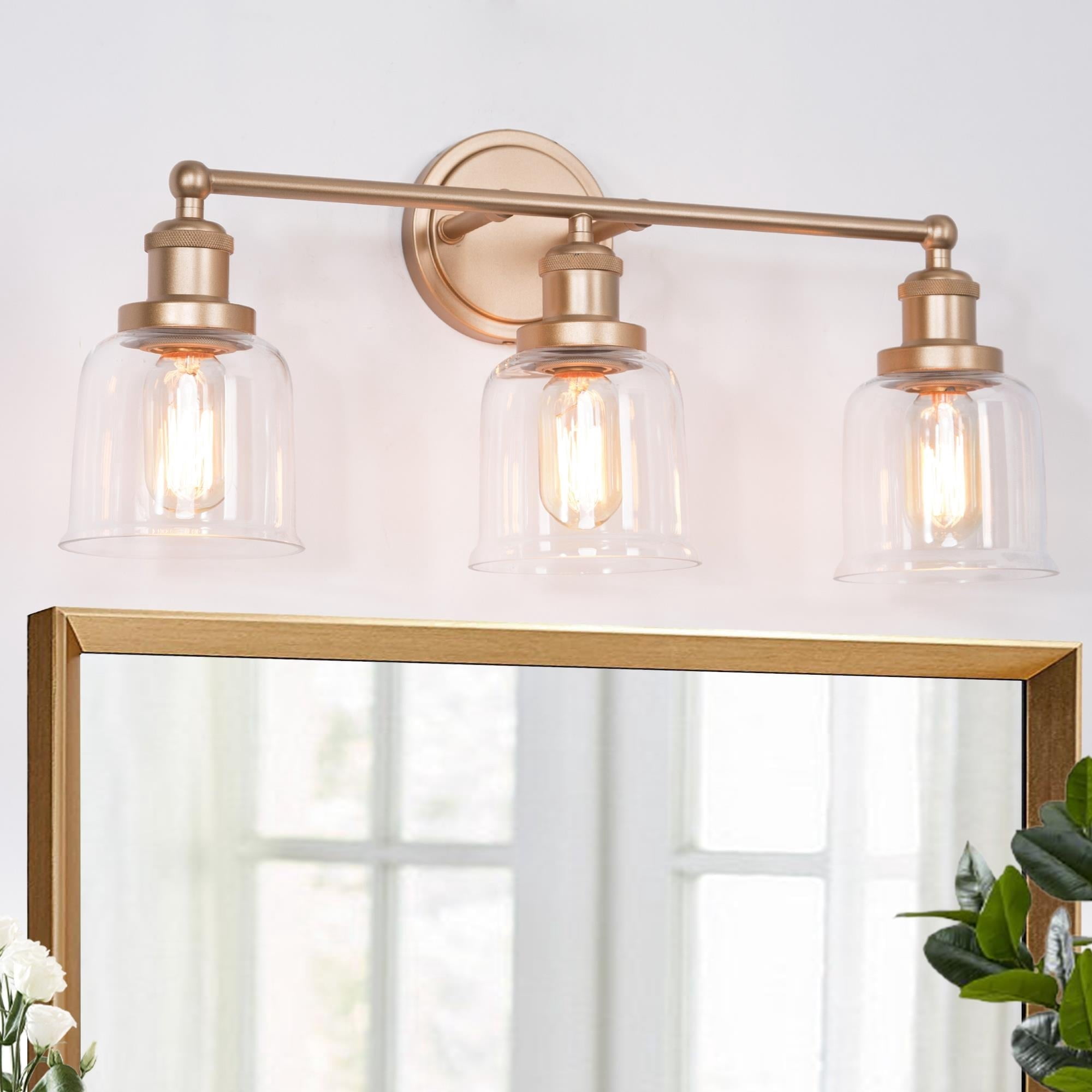 Mid Century Modern 2-Light Wall Sconce - Gold With Milky White Glass Shades, E14 Bulbs