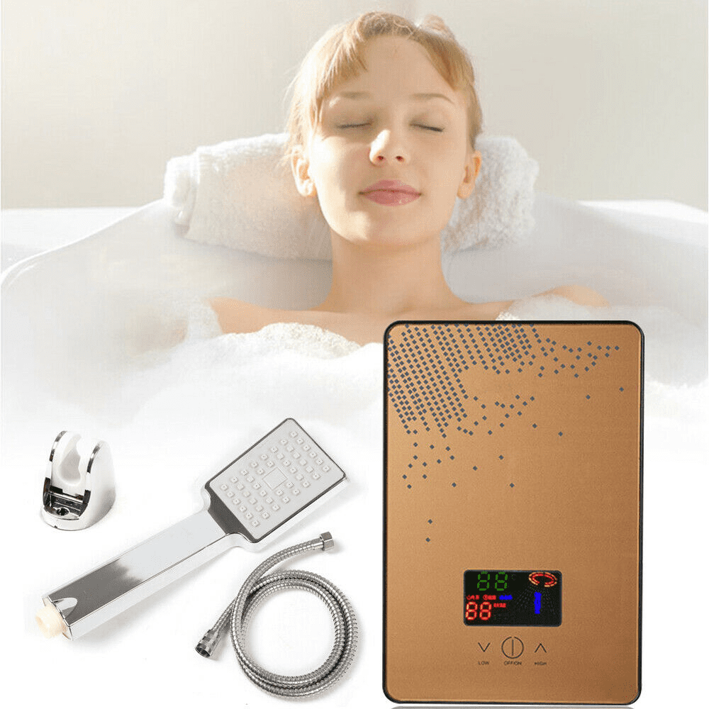 Modern Gold Electric Tankless Water Heater, Instant Mini Water Heater, Electric Instant Hot Water Heater