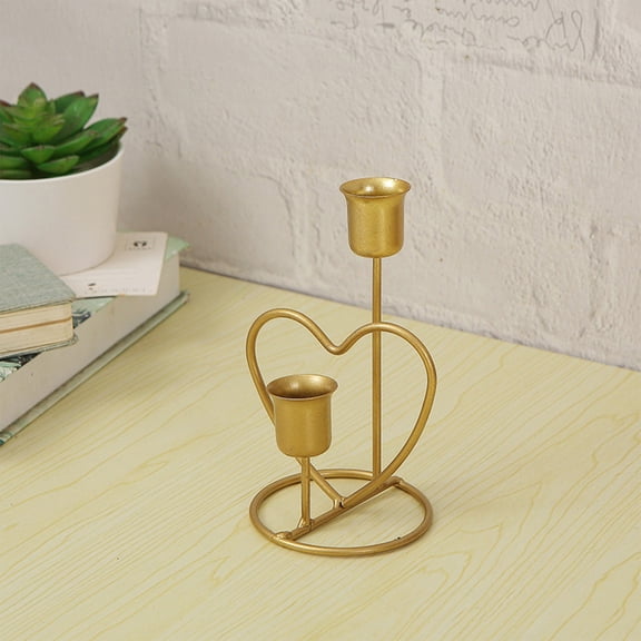Modern Gold Iron Candlestick Tabletop Centerpiece – 5.71in Decorative Candle Holder for Romantic Dinner, Coffee Table, Home Decor Arrangement