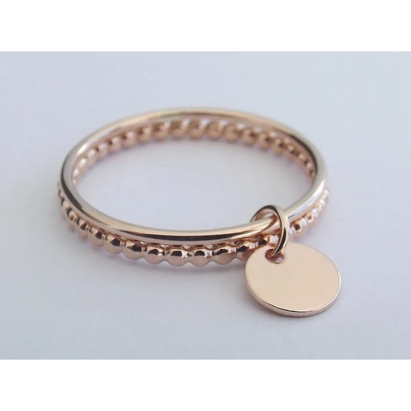 Modern Gold/Sterling Initial Set, Initial Rings, Stacking Ring, Personalized Rings, Beaded Rings, Modern Rings, Interlocking Rings, Unique