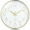 thumbnail image 1 of Modern Gold Wall Clock Silent 3D Arabic Numerals Wall Pendulum Quartz Decorative for Living Room Bedroom Office 30cm, 1 of 5