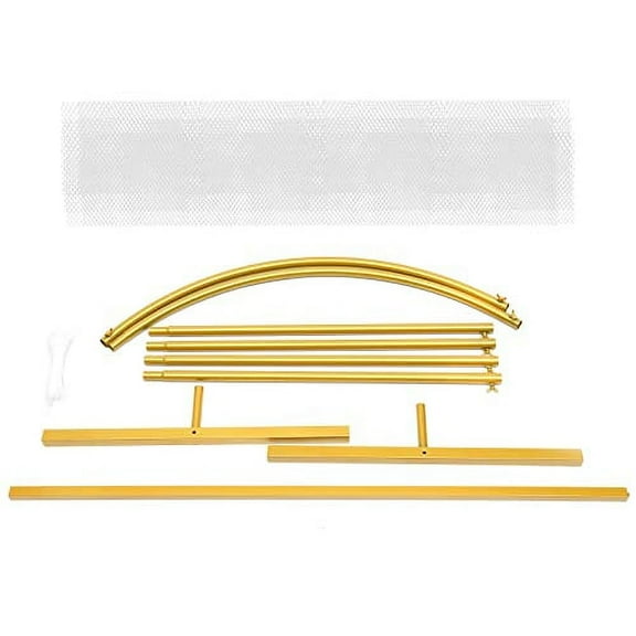 Modern Gold Wall Stand Wedding Arch Backdrop with Plastic Mesh, Wrought Iron Decorative Props Flower Decorative Rack 2M (Gold)