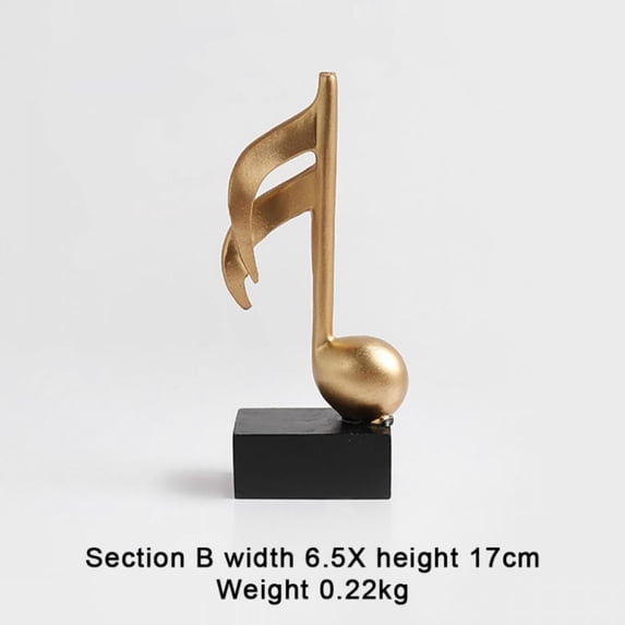 Modern Golden Musical Note Ornament for Home Decor,Creative Handicraft Musical Note Sculpture Tabletop Decor,Art Figurine Golden Musical Note Art Statuette for Room Cabinet Desk Decoration