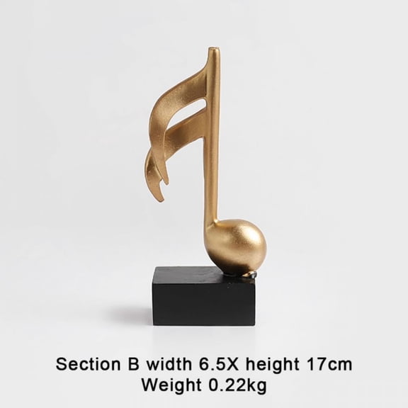 Modern Golden Musical Note Ornament for Home Decor,Creative Handicraft Musical Note Sculpture Tabletop Decor,Art Figurine Golden Musical Note Art Statuette for Room Cabinet Desk Decoration