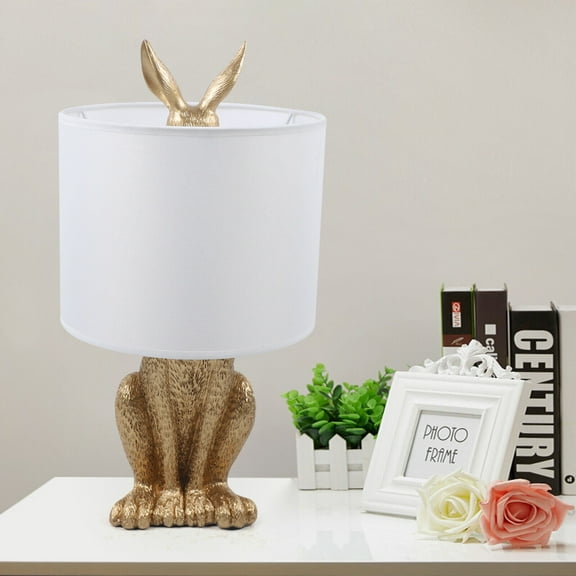 Modern Golden Rabbit Desk Lamp  LED E26 Bulb Compatible, Stylish and Creative Indoor Lighting for Living Room, Bedroom, and Office Decor