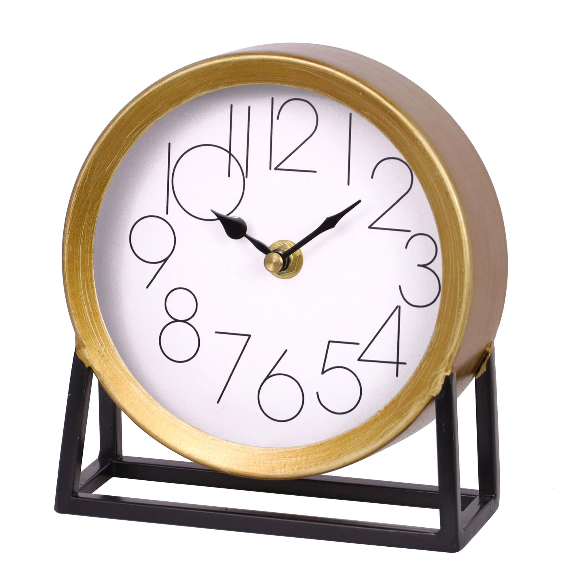 Modern Golden Table Clock On Stand Decorative Desk And Shelf Mantel ...
