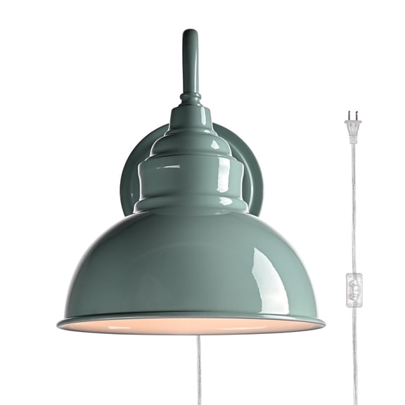 Modern Gooseneck Wall Sconce Plug-in Wall Lamp with On/Off Switch for Bedroom Bathroom Corridor Porch Patio Hallway Macaron Green