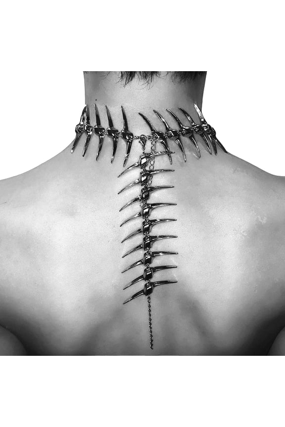 Modern Gothic Silver Necklace Punk Style Sturdy Alloy Chain For Women Men Unisex