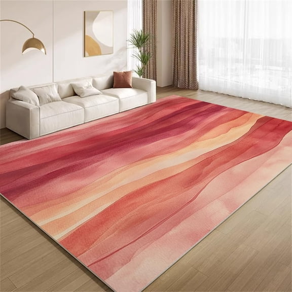 Modern Gradient Area Rugs, Orange Brown Abstract Carpet, Washable Non Slip Low Pile Soft Rug for Living Room Bedroom Decor Mat 3ftx5ft