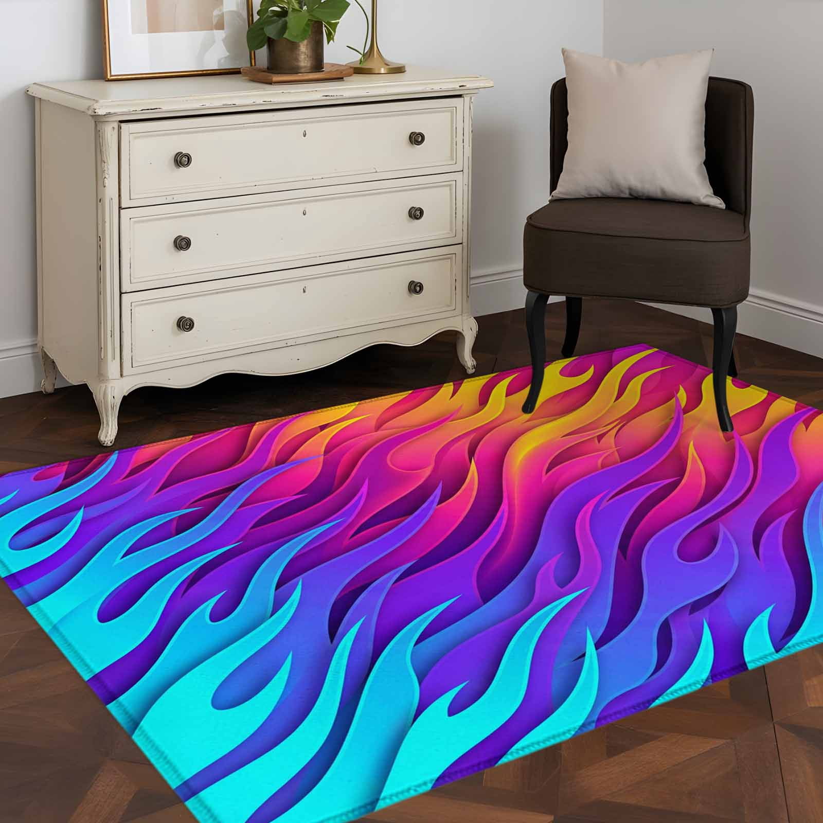 Modern Gradient Flame 4x6 Rug for Dining Table for 4 People Under Table ...