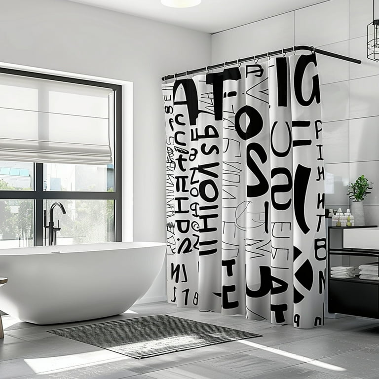 Black and White Pop Art Shower Curtain/Room Accent/Minimalist Design deals Curtain