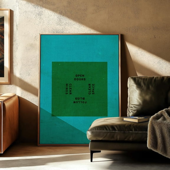 Modern Graphic Poster, Blue Green Typography, Minimalist Wall Art
