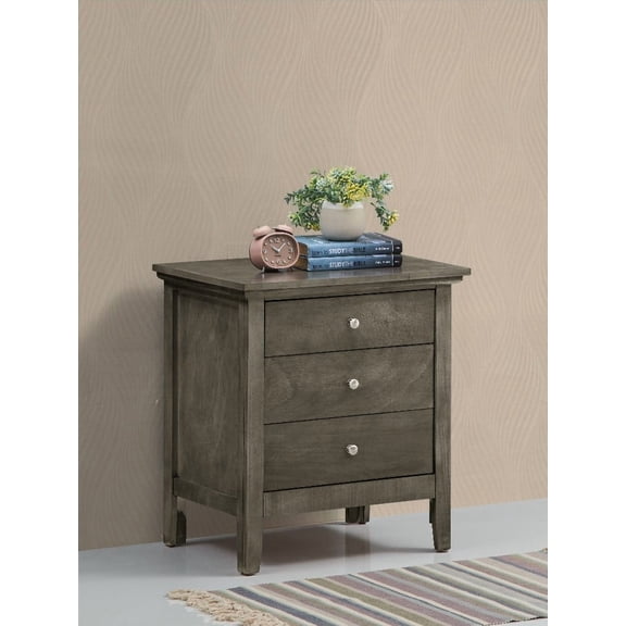 Modern Gray 3-Drawer Nightstand for Bedroom Storage