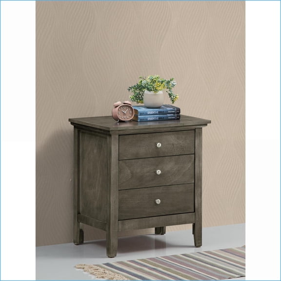 Modern Gray 3-Drawer Nightstand for Bedroom Storage