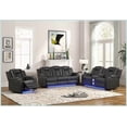 thumbnail image 1 of Modern Gray 3-Piece Power Reclining Living Room Set – Pebbled Faux Leather, LED Lights & USB Ports, 1 of 25