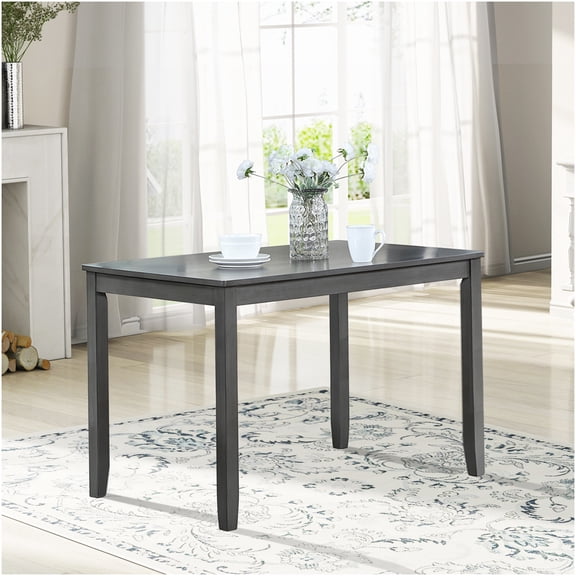 Modern Gray Acacia Wood Dining Table for 4, Rectangular Kitchen Table with Tapered Legs for Small Spaces