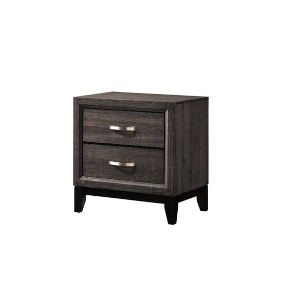 Modern Gray Brown Nightstand - 2 Drawers, Contemporary Design Bedroom Gray, Practical Furniture