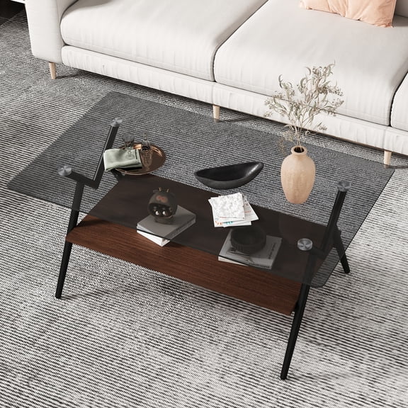 Modern Gray Glass Design / Ideal for Living Spaces / Sturdy Metal Leg Support