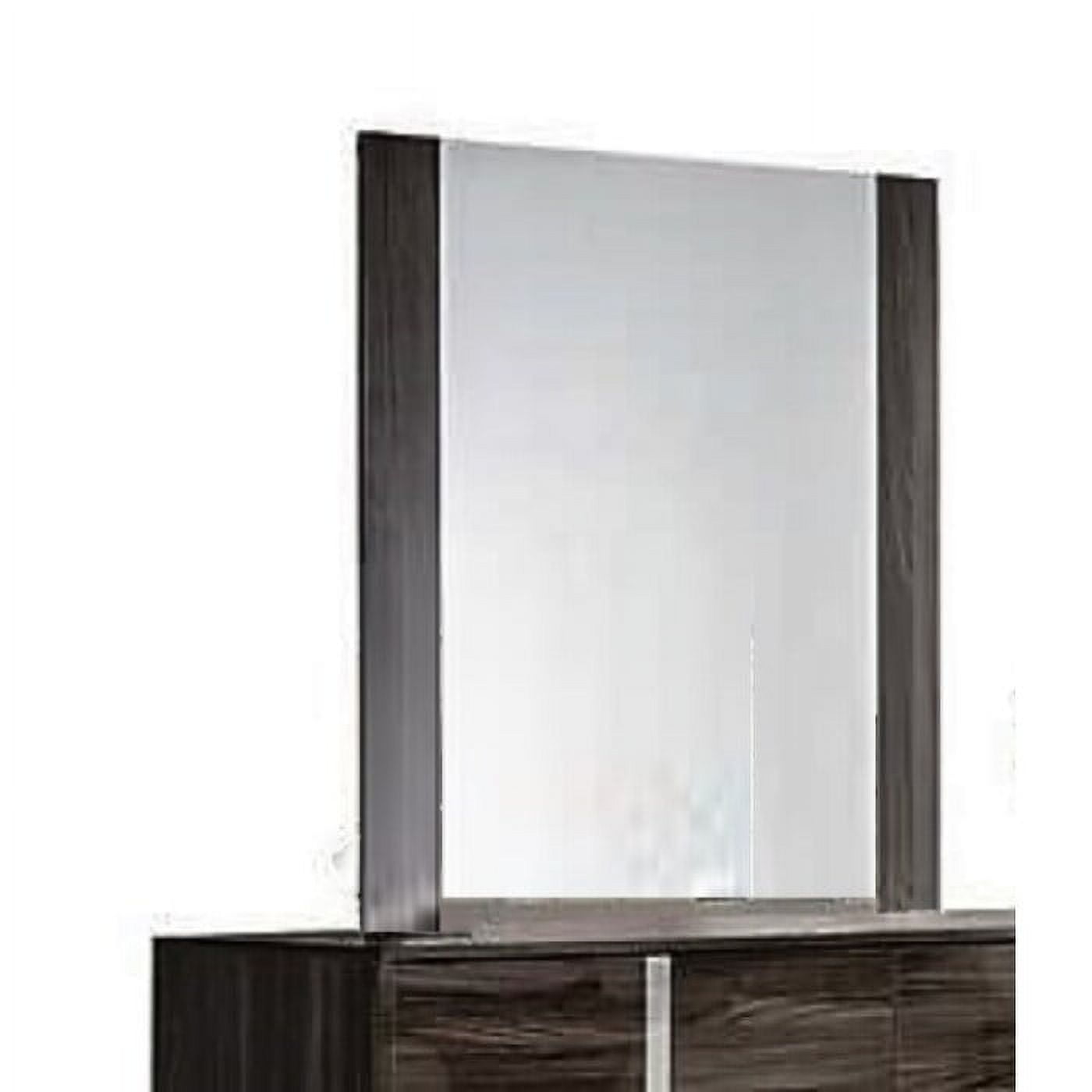 Contemporary Glossy Grey Elm Full-Length Wall Mirror