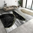 thumbnail image 1 of Modern Gray Gold Thread Art Area Rug, Abstract Black Gray Geometric Circle Indoor Non-Slip Rugs, Machine Washable Breathable Durable Carpet Floor Decor 5ft x 7ft, 1 of 6