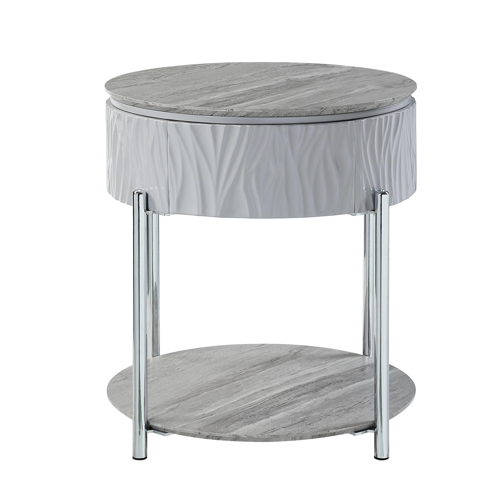 Modern Gray High Gloss End Table With Accents - Construction, Composite ...