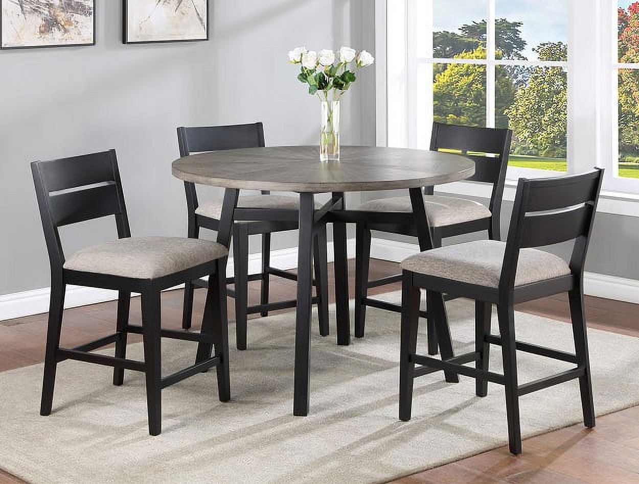 Modern Gray Round Counter Height Dining Table Set of 5, Apartment Size