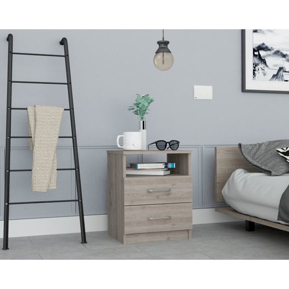 Modern Gray Side Table with Storage Shelf / Keep Books and Magazines Organized