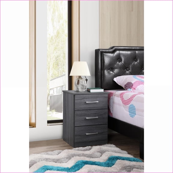 Modern Gray Space-Saving Nightstand with Easy Assembly