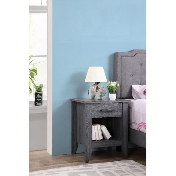 Modern Gray Storage Nightstand  Bedroom Essential