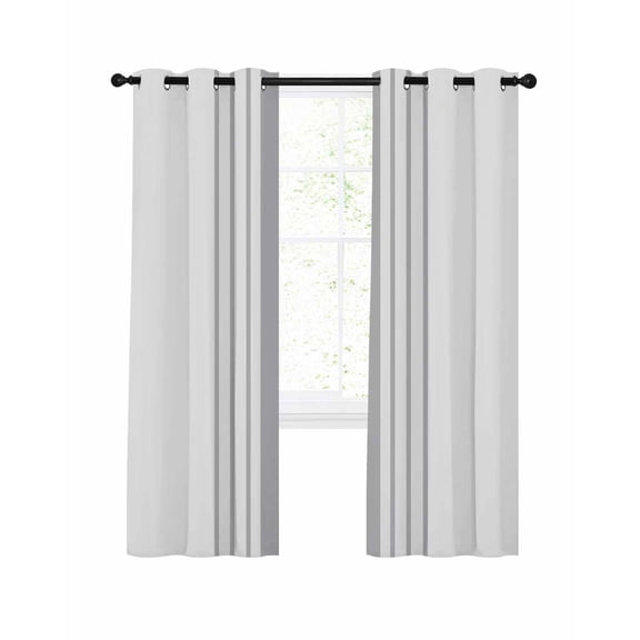 Modern Gray Striped Blackout Curtains 45 Inch Length Simple White Background Thermal Insulated Window Curtain Window Drapes 2 Panels for Bedroom Living Room 52"Wx45"L