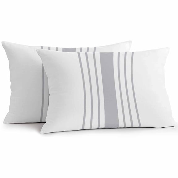 Modern Gray Striped Outdoor Pillow Covers Pack of 2 Simple White Background Waterproof Throw Pillow Covers Decorative Cushion Cases for Patio Garden Tent Balcony Couch 20x12 inch