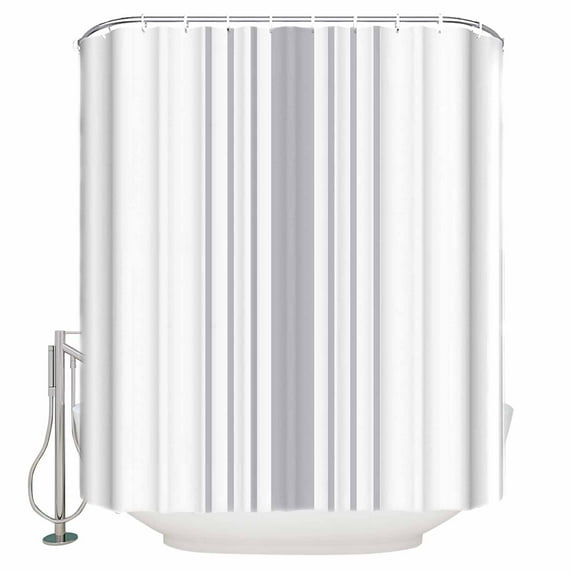 Modern Gray Striped Shower Curtain, 66" x 72", Simple White Background Waterproof Bathroom Curtain Washable Shower Curtain Set with 12 Hooks