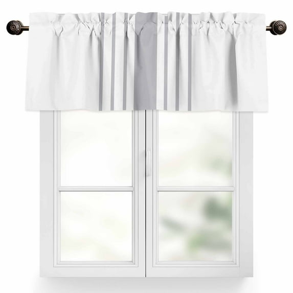 Modern Gray Striped Valances for Windows, 60 x 18in, Simple White Background Rod Pocket Kitchen Valance Curtain Light Filtering Window Treatments for Living Room Bedroom, 1 Panel